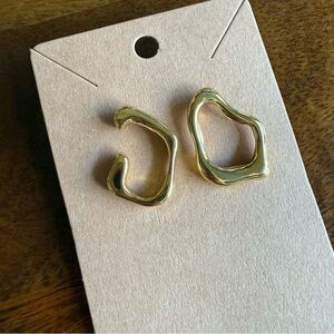 Abstract NEW Geometric Earrings Gold Tone Post Studs Modern Boutique Style
